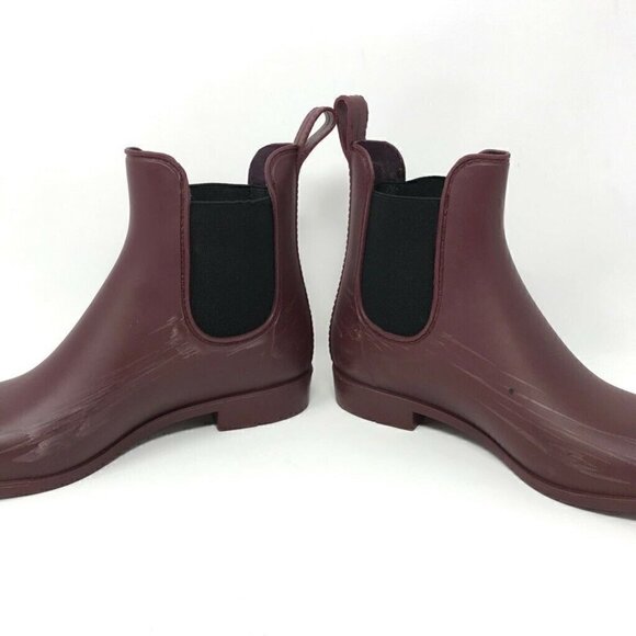J Crew Matte Chelsea Waterproof Rain Boots Maroon 7 - Picture 3 of 8